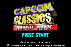 Capcom Classics Mini Mix title screen for GameBoy Advance